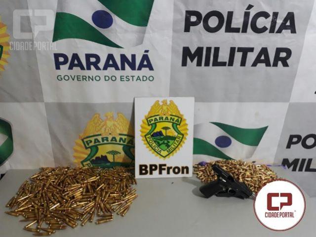BPFRON apreende arma e mais de 700 munies com passageira de nibus na cidade de Cascavel - PR