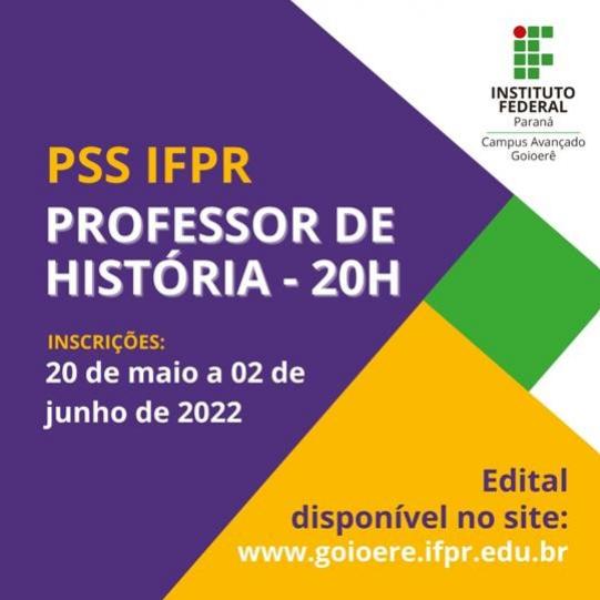 IFPR Campus Avanado Goioer seleciona professor para rea de Histria