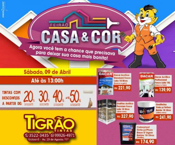 Feirão Casa & Cor - Descontos de até 50% na Tigrão Tintas de Goioerê neste sábado, 09