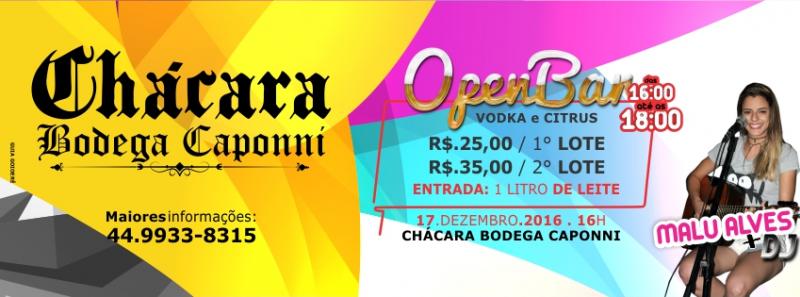 Chácara Bodega: Open Bar de Vodka e Citrus será realizado neste sábado, 17