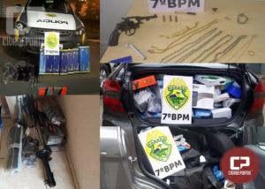 Policiais Militares do 7 BPM apreendem contrabando, arma de fogo e recuperam objetos roubados