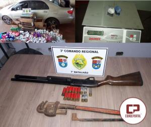 Policiais do 7 BPM apreendem drogas, armas e contrabando em Tapira e Rondon