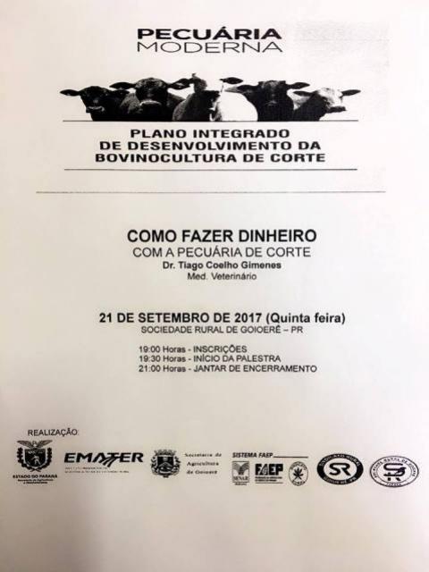 Palestra sobre o plano integrado de desenvolvimento da bovinocultura de corte