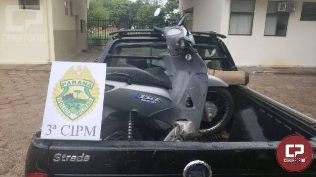Polcia Militar da 3 CIPM recupera em Santa Isabel do Iva motoneta que havia sido subtrada em Cianorte/PR