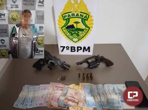 Polcia Militar de Goioer prende uma pessoa em posse de arma, drogas e uma moto furtada em Umuarama