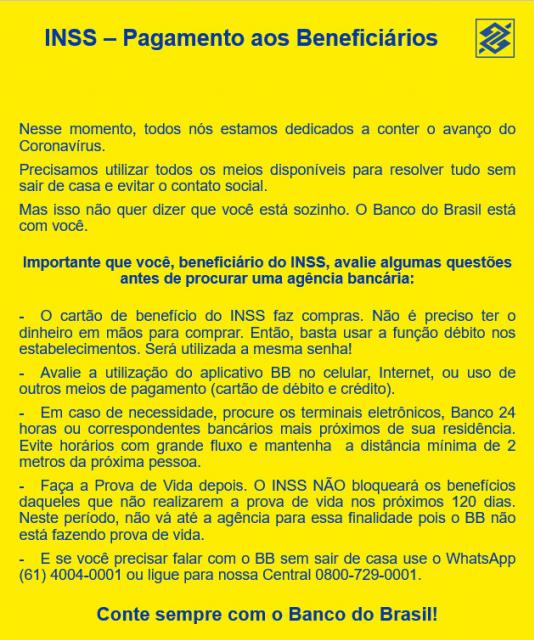 Comunicado do Banco do Brasil aos Pensionistas do INSS