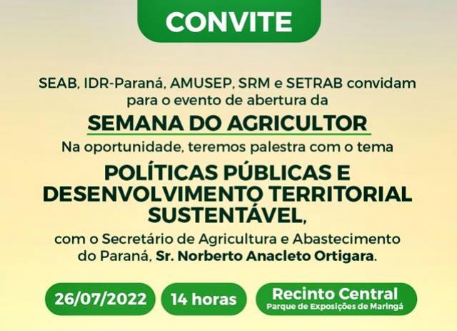 Semana do Agricultor será comemorada na região Noroeste do Paraná